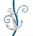 Blue Scrolled Metal Nautical Wall Mount Lamp Silve