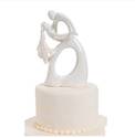 Porcelain Iridescent Bride & Groom Cake Topper or 