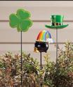 Irish Garden Stakes Leprechaun Hat Pot of Gold w/ 