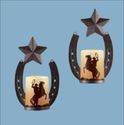 Roping Horseback Cowboy LED Candles Horseshoe & St