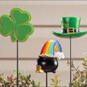 Irish Garden Stakes Leprechaun Hat Pot of Gold w/ 