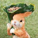 Bunny Rabbit Garden Statue Holding Leaf Great For 