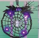 Black Spiderweb Halloween Wreath Set String Lights