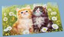 Fluffy Kittens in Daisy Field Floor Mat/ Doormat S