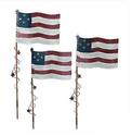 Patriotic American Flag Metal Garden Stakes Set of