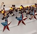 LED Lighted Berry Garland Americana Barn Stars Bat