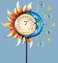 Sun Moon & Stars Outdoor Thermometer Garden Stake 