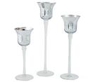 Elegant Silver Mercury Glass Candle Holders Stagge