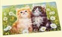 Fluffy Kittens in Daisy Field Floor Mat/ Doormat S