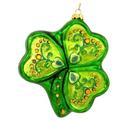 Glass Shamrock Special Irish Display Ornament Gree