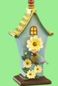 Bluebirds Daisy & Birdhouse Tabletop Lamp w Decora