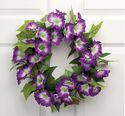 Purple Morning Glory Floral Wreath w/ Greenery 16"