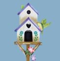 Lighted Flower Basket Garden Stake w Birds & Birdh