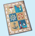 Nautical Accent Rug Lighthouses Sailboats Compass 