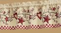 Window Valance w/Hearts Stars & Berries Red Checke