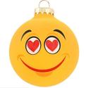 Whimsical Love Struck Emoji Special Glass Ornament