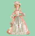 Blonde Porcelain Doll w/ Victorian Style Dress Mat