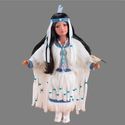 Native American Porcelain Doll in Turquoise & Whit