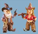 Pistol Toting Cowboy Garden Gnome Western Figurine