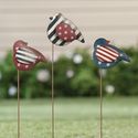 Patriotic Stars & Stripes Metal Birds Garden Stake