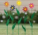 Colorful Spring Floral Garden Stakes Metal Daisies