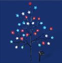 Solar Garden Tree w/ 32 Red White & Blue Lighted S