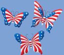 Stars & Stripes Metal Butterfly Trio Patriotic Wal