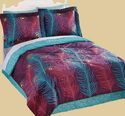 Purple Turquoise Magenta Peacock Feather Comforter