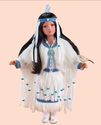 Native American Porcelain Doll in Turquoise & Whit