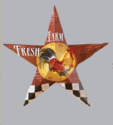 Dimensional Country Barn Stars w/ Farm Rooster Cen