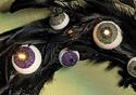 Lighted Eyeballs Halloween Wreath Black Feathers I