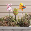 Easter Egg Bunny Rabbit & Baby Chick Planter Stake