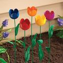 Brightly Colored Tulip Garden Stakes 5-PC Set 19.5