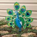 Gorgeous Peacock Garden Stake Vibrant Colors 19"H