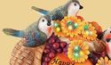 Autumn Harvest Basket  Birds w/ Lighted Color Chan