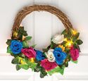 Brightly Colored Floral Grapevine Wreath Soft Glow