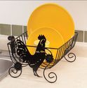 Rooster Silhouette Solid Metal Dish Rack Sunflower