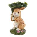 Bunny Rabbit Garden Statue Holding Leaf Great For 