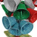 Hanging Holiday Bells Cluster Metal Bow & Holly Ac