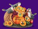 Autumn Harvest Basket  Birds w/ Lighted Color Chan