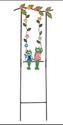 Swinging Frogs Floral Accented Garden Stake 27"H