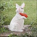 Spring Bunny Rabbit Garden Statue Holding Carrot W