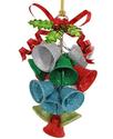 Hanging Holiday Bells Cluster Metal Bow & Holly Ac