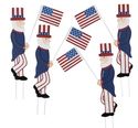 Patriotic Uncle Sam Holding American Flag Metal Ga