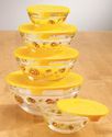 Sunflower Glass Kitchen Serving Bowls w/ Yellow Sn