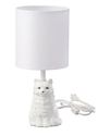 White Cat Table Lamp White Shade Bright Green Eyes