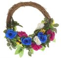 Brightly Colored Floral Grapevine Wreath Soft Glow