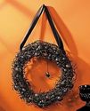 Black Spider Haunted Halloween Door Wreath