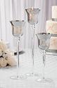 Elegant Silver Mercury Glass Candle Holders Stagge