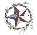 Country Barn Star & Berries Twig Wreath Patriotic 